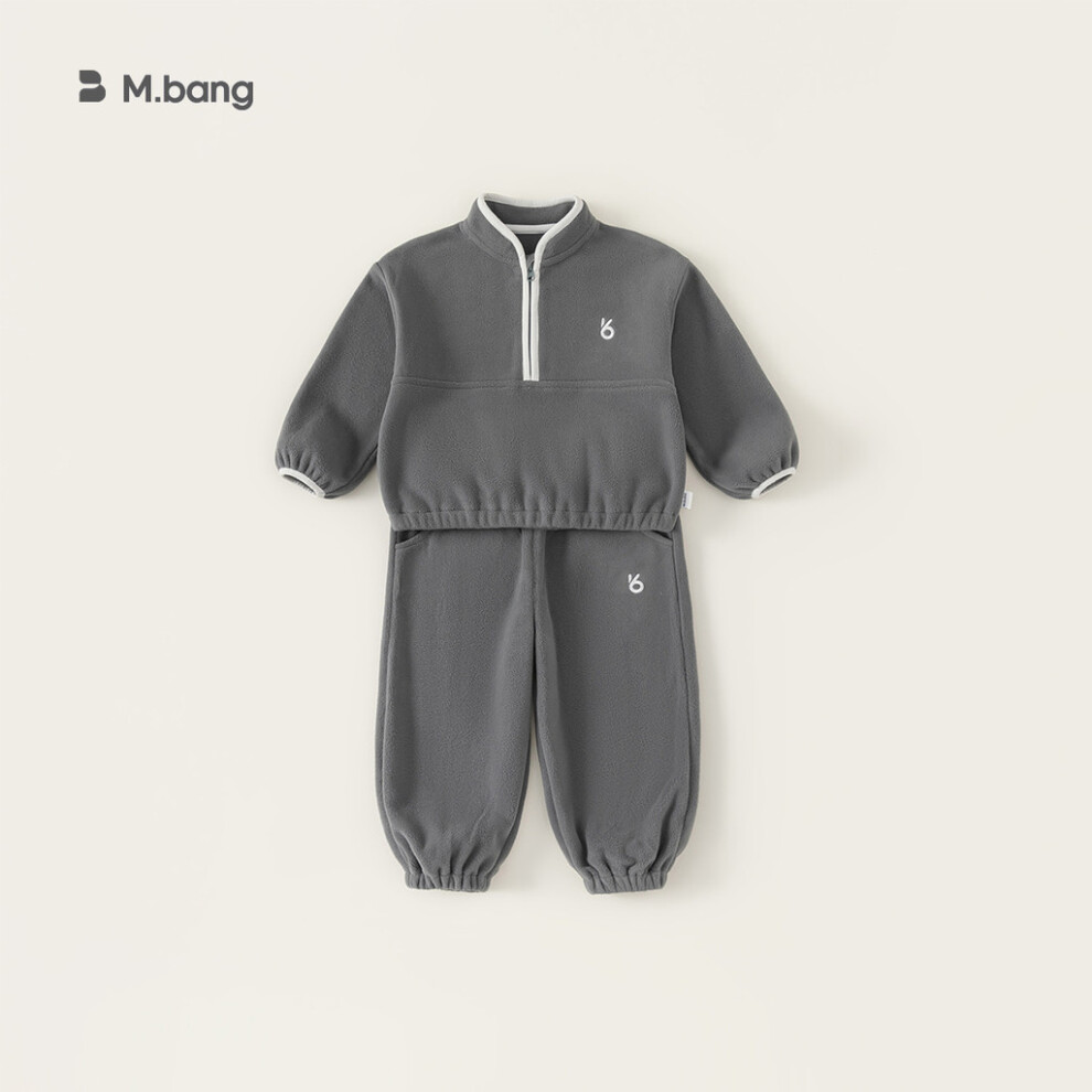 (Dark Gray,120cm)Ensemble sport décontracté enfant col montant fermeture éclair logo brodé minimum