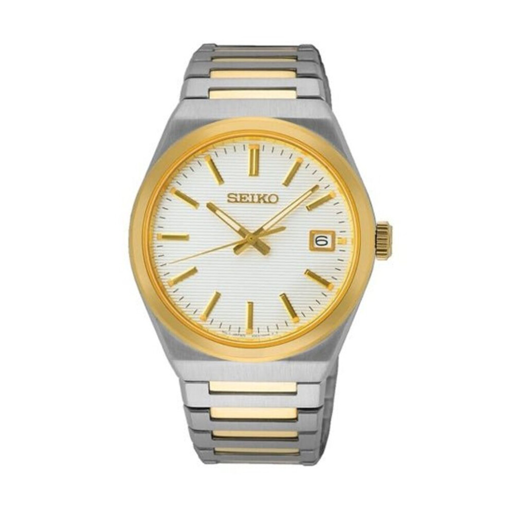 Seiko Classic Sur558p1 Quartz Men's Watch - White Dial, Two-tone Stainless Steel Bracelet