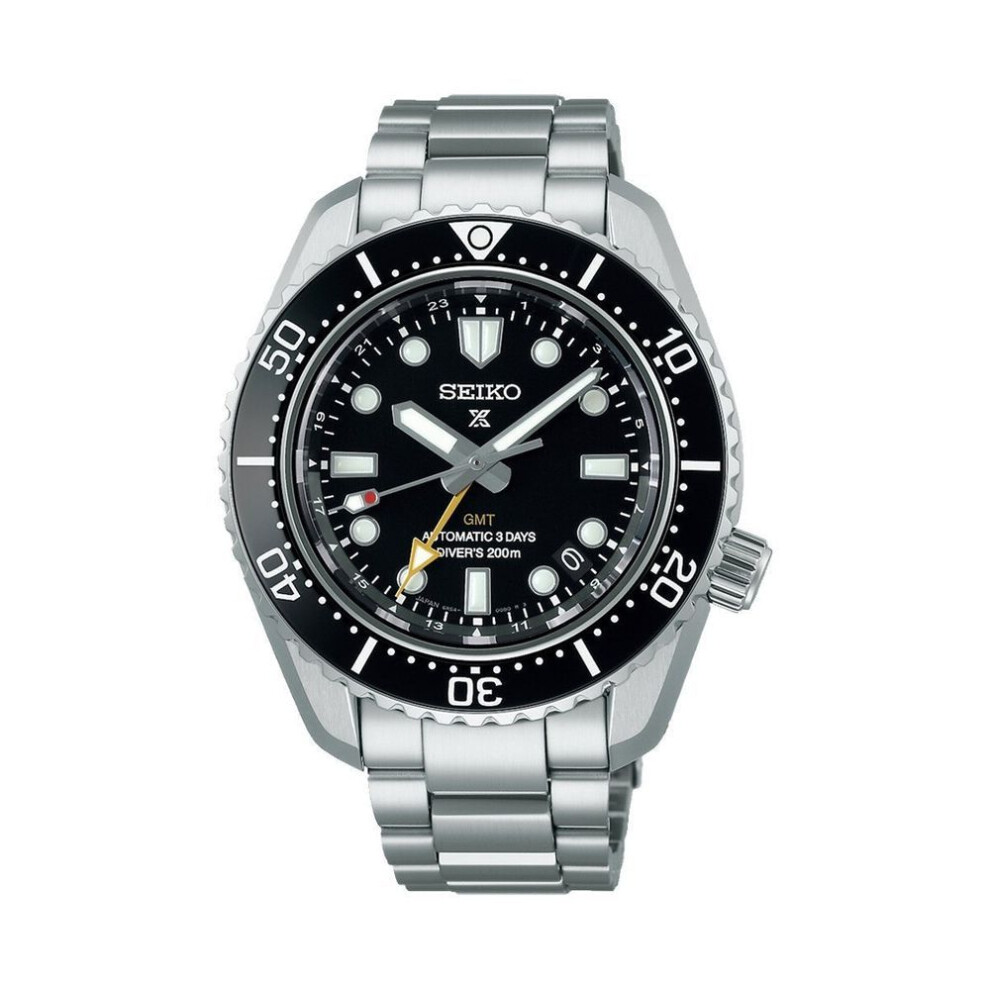 Seiko Prospex Spb383j1 Men's Automatic Gmt Diver's Watch - 1968 Re-interpretation, Black Dial, Stainless Steel Bracelet