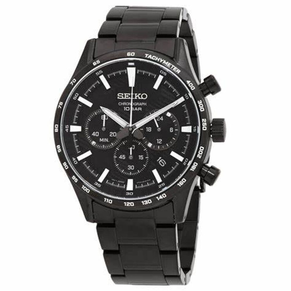 Seiko Ssb415p1 Men's Chronograph Watch, Black Dial, Black Stainless Steel Bracelet