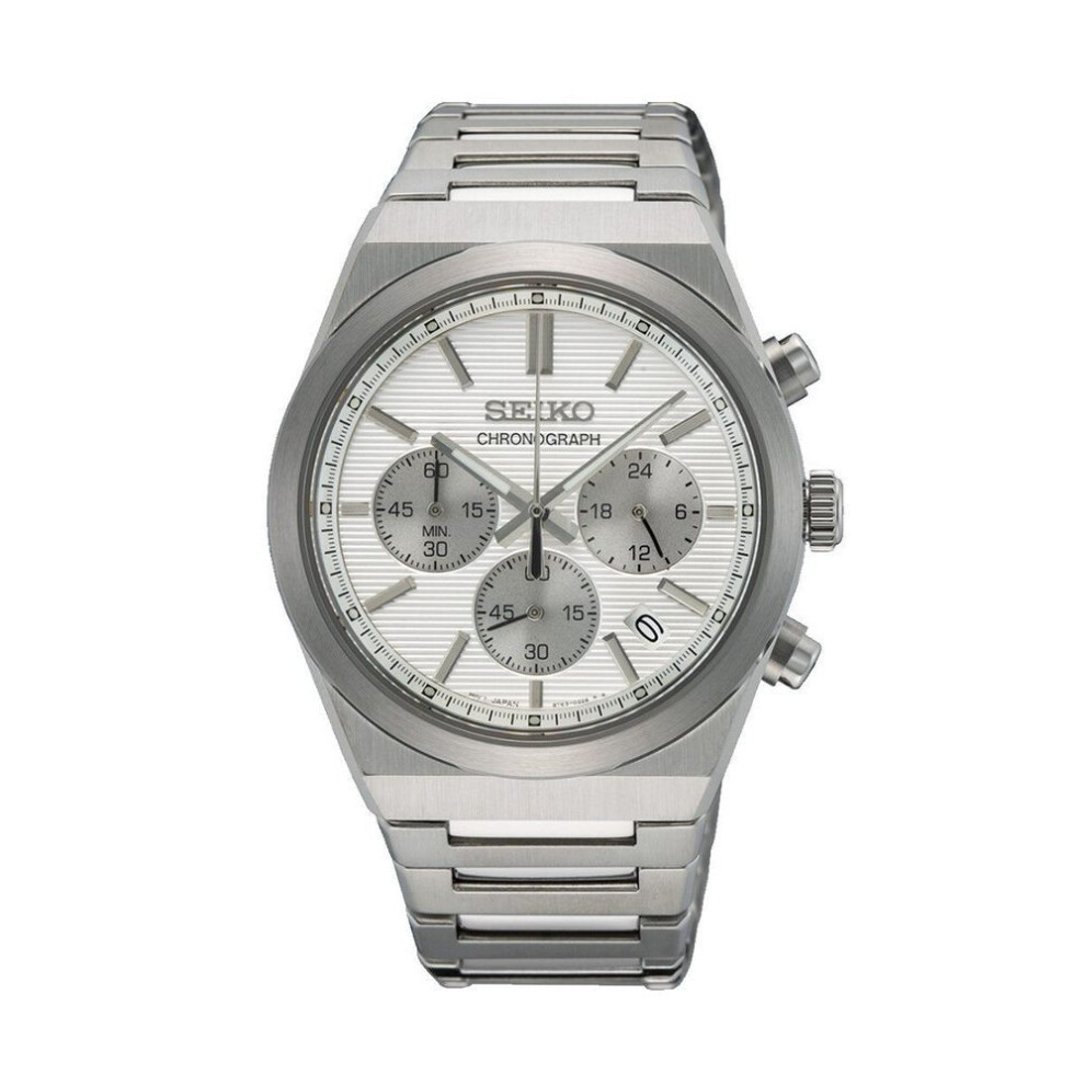 Seiko Ssb451p1 Men's Chronograph Watch, Silver Dial, Stainless Steel Bracelet