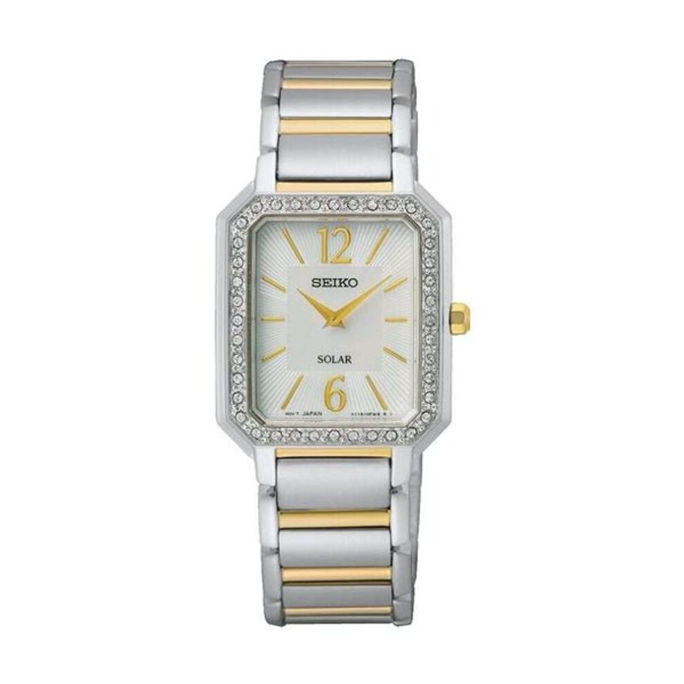Seiko Sup466p1 Women's Solar Watch, Mother Of Pearl Dial, Two-tone Stainless Steel Bracelet