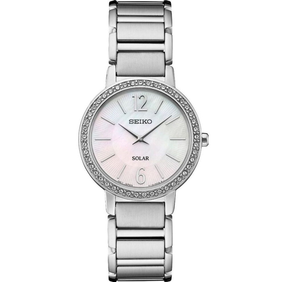 Seiko Sup467p1 Women's Solar Watch, Mother Of Pearl Dial, Stainless Steel Bracelet