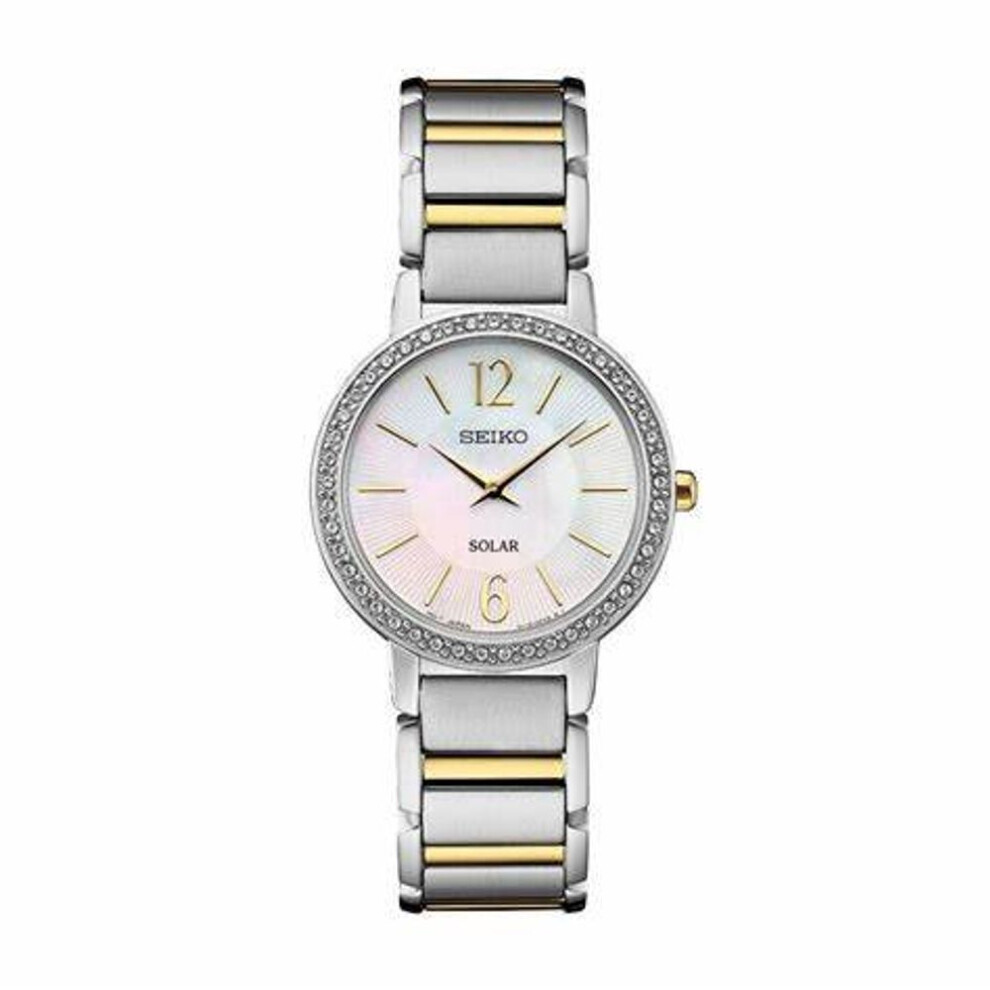 Seiko Sup469p1 Women's Solar Watch, Mother Of Pearl Dial, Two-tone Stainless Steel Bracelet