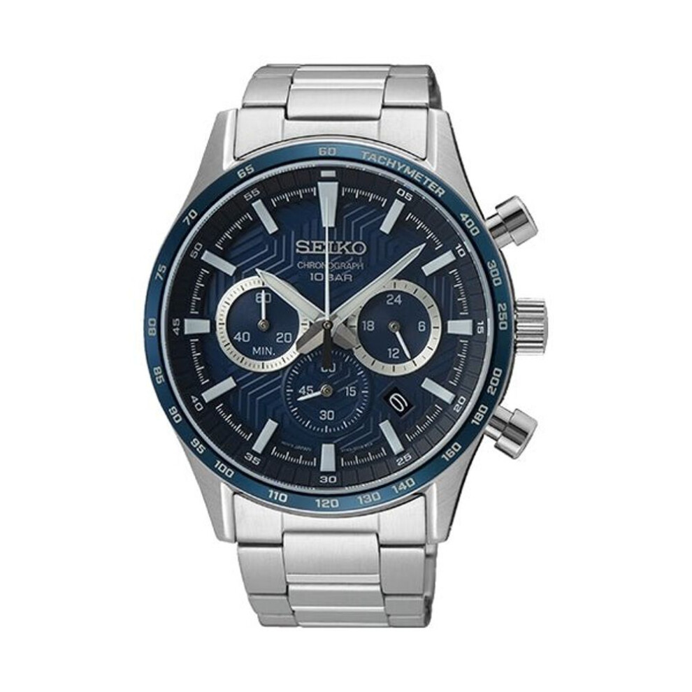 Seiko Ssb445p1 Men's Chronograph Watch, Blue Dial, Stainless Steel Bracelet
