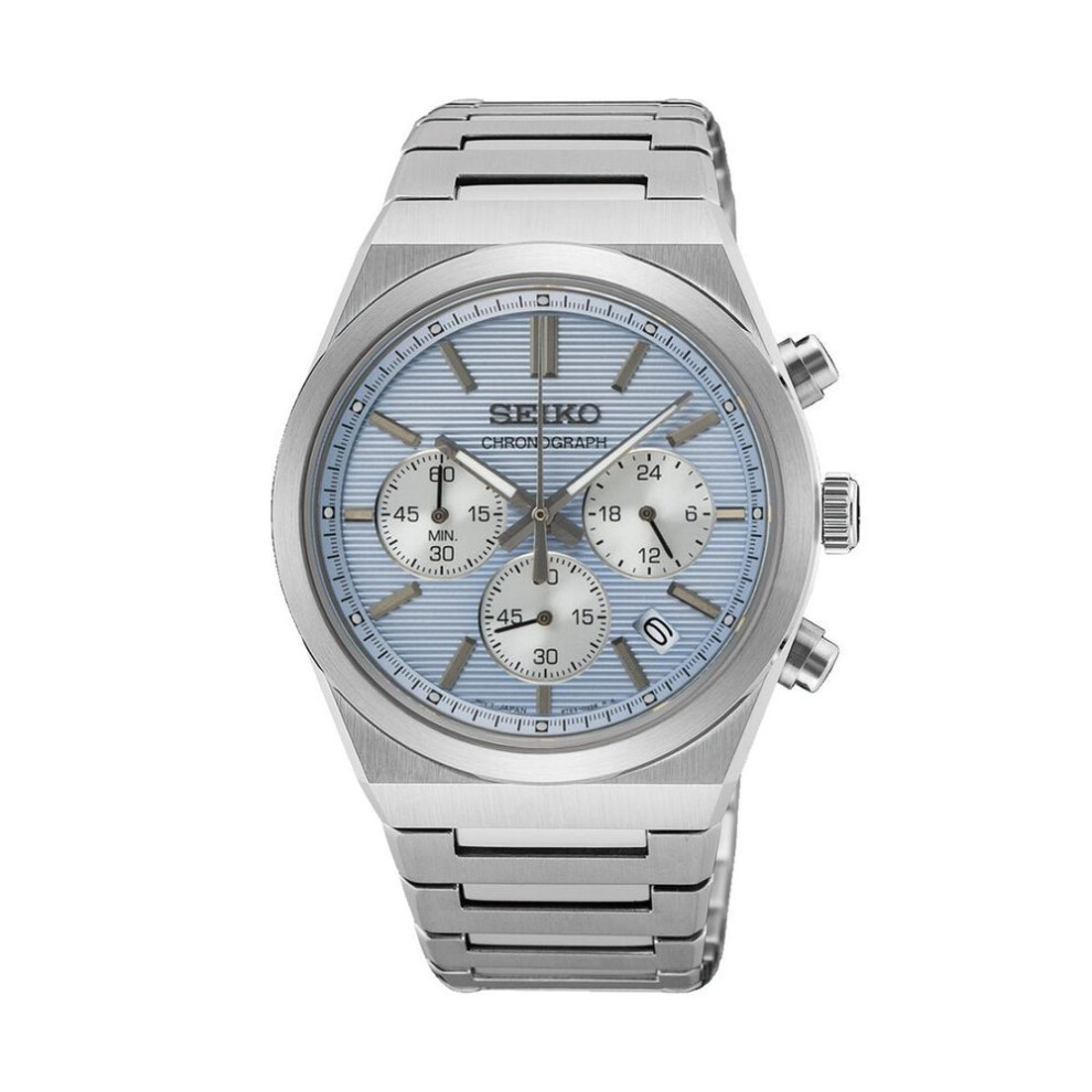 Seiko Ssb459p1 Men's Chronograph – 40mm Stainless Steel, Light Blue Dial, Sapphire Crystal