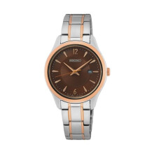 Seiko Sur476p1 Women's Watch – Brown Dial, Two-tone Stainless Steel, 30mm