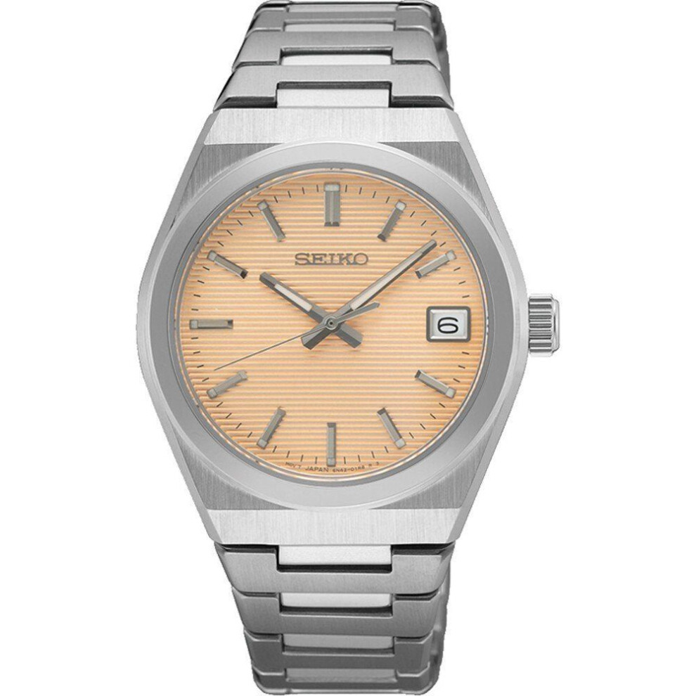 Seiko Women's Quartz Watch Sur577p1 - 34mm Stainless Steel Case, Light Orange Dial, Sapphire Crystal