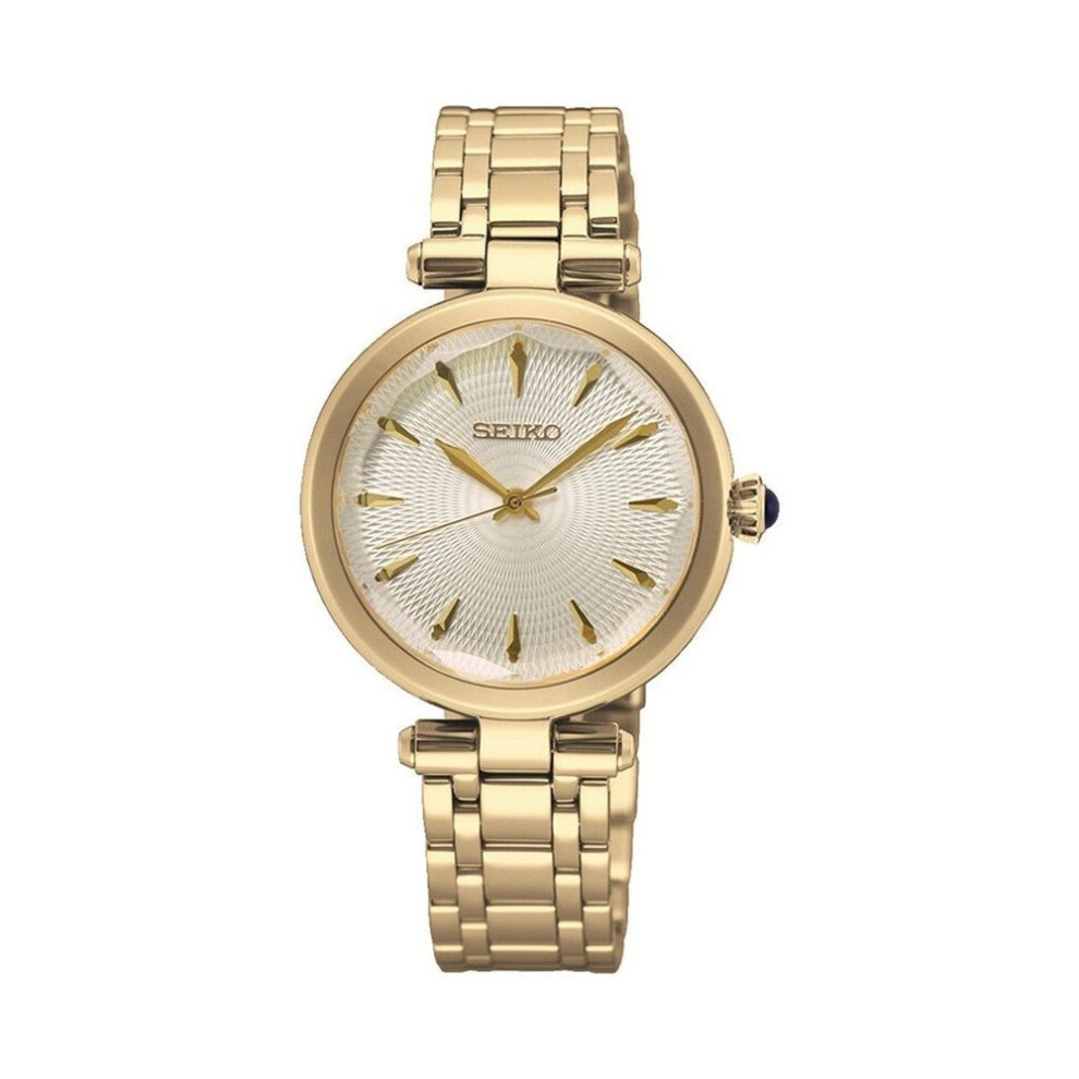 Seiko Srz554p1 Women's Quartz Watch - Gold-tone Case And Bracelet, White Dial