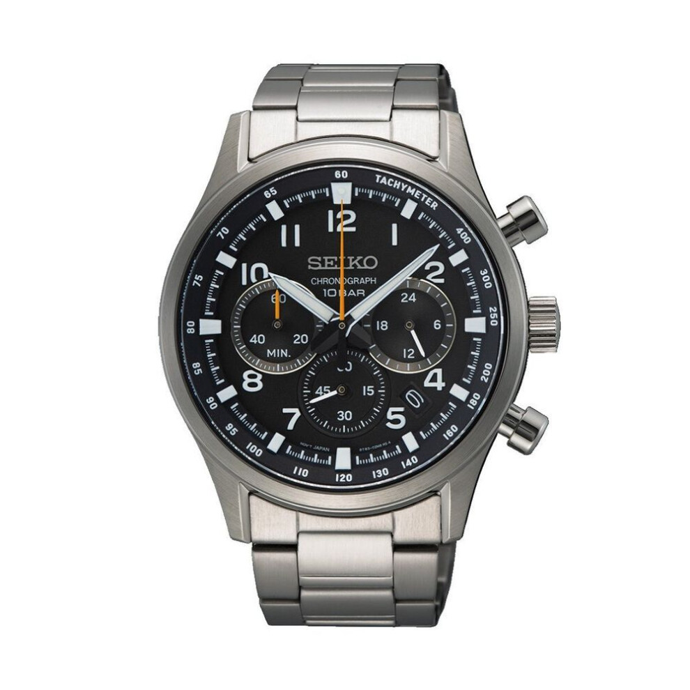 Seiko Ssb447p1 Men's Chronograph Watch, Black Dial, Stainless Steel Bracelet