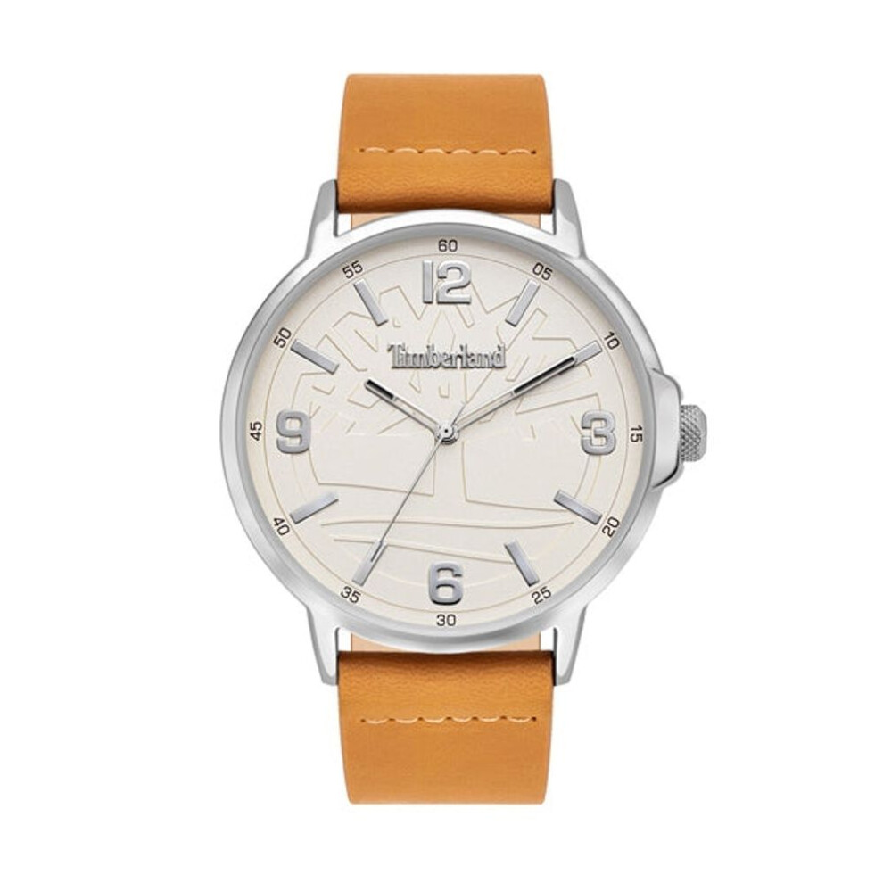 Timberland Glencove Tbl16011jys/63 Men's 43mm Beige Dial Quartz Watch, Brown Leather Strap