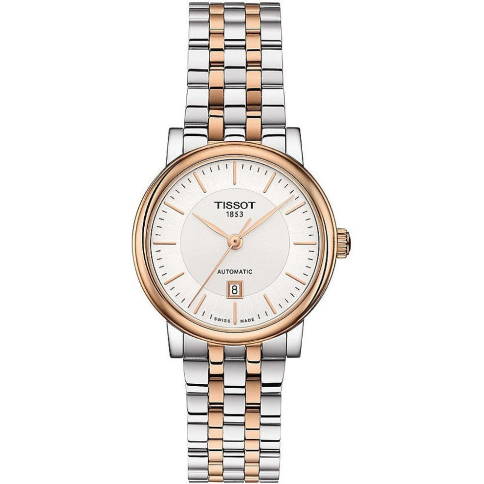 Tissot Carson Premium Automatic Lady T122.207.22.031.01 Women's Watch, Silver Dial, Two-tone Stainless Steel Bracelet