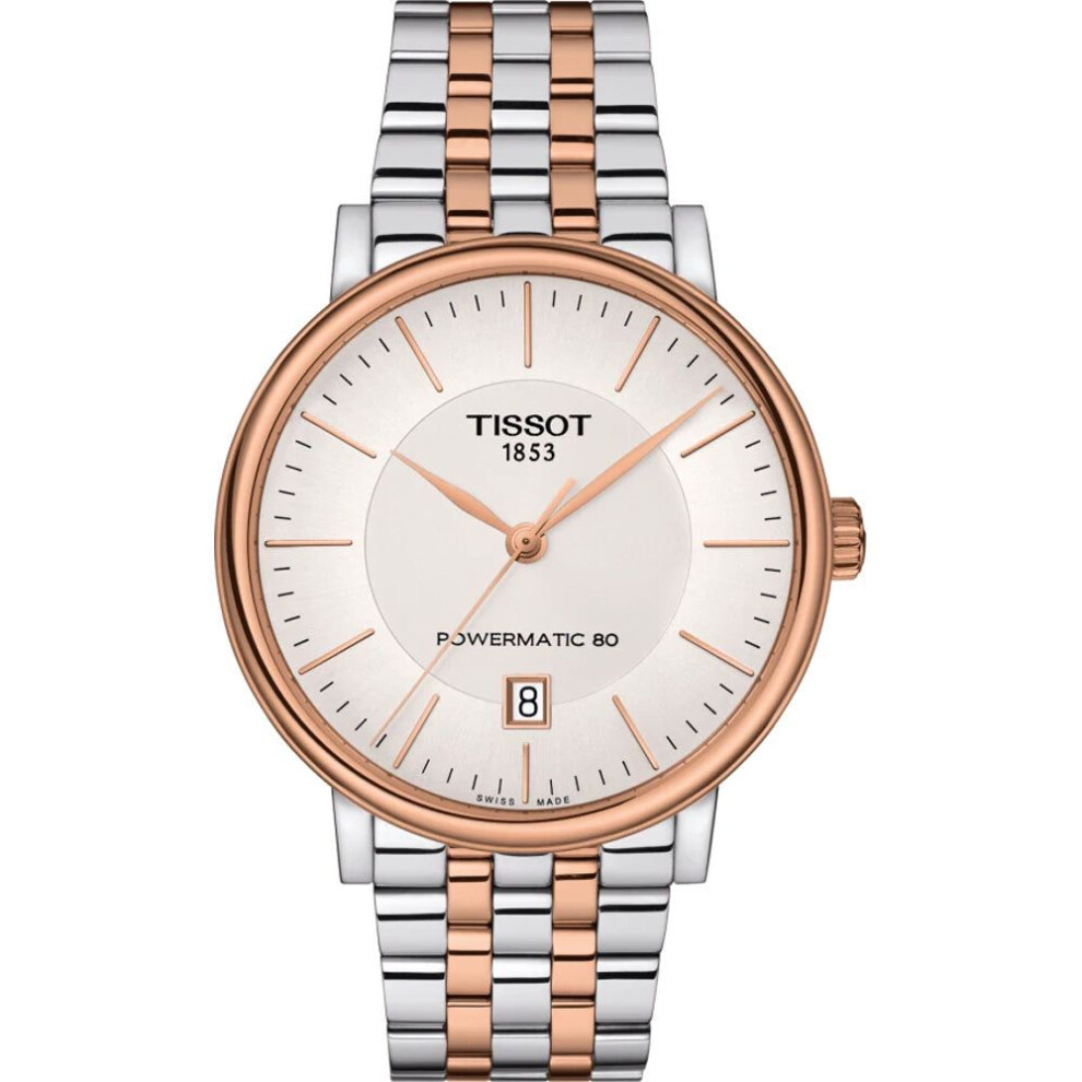 Tissot Carson Premium Powermatic 80 T122.407.22.031.01 Men's Automatic Watch, Silver Dial, Two-tone Stainless Steel Bracelet