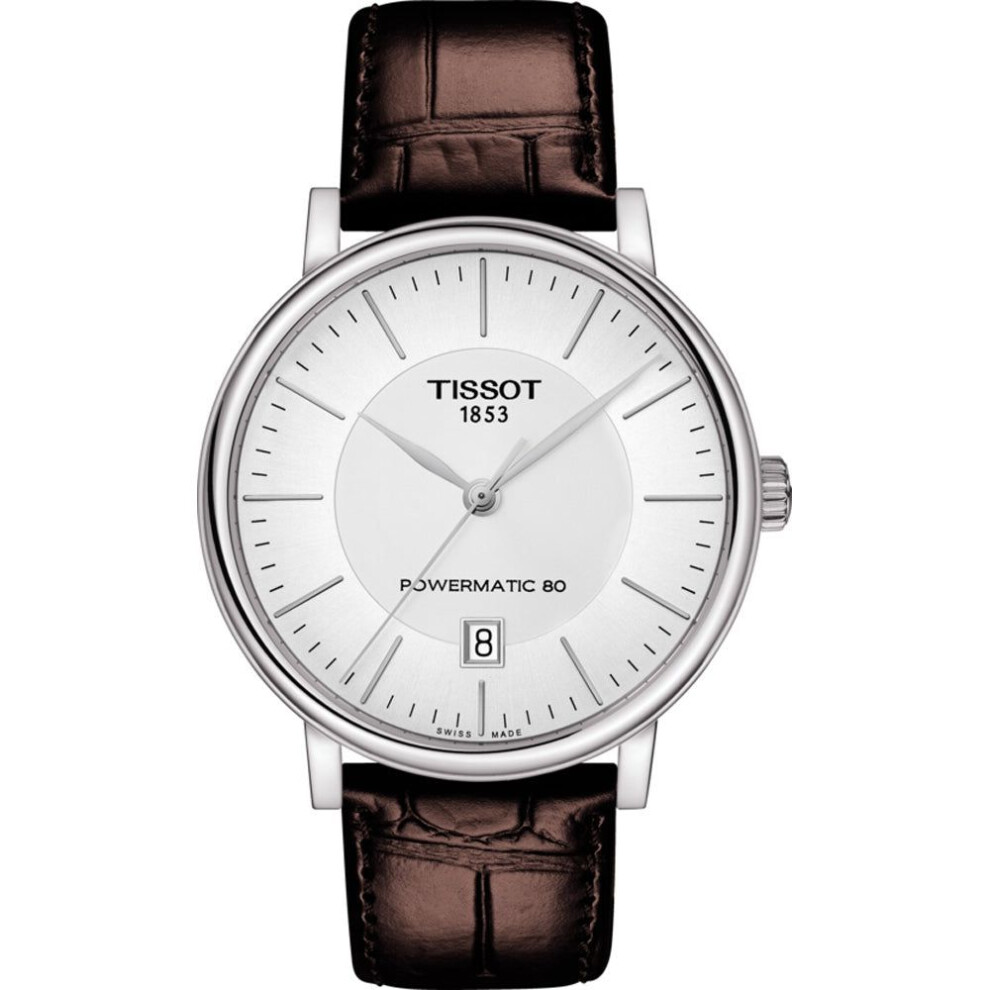 Tissot Carson Premium Powermatic 80 Men's Watch - Silver Dial, Brown Leather Strap