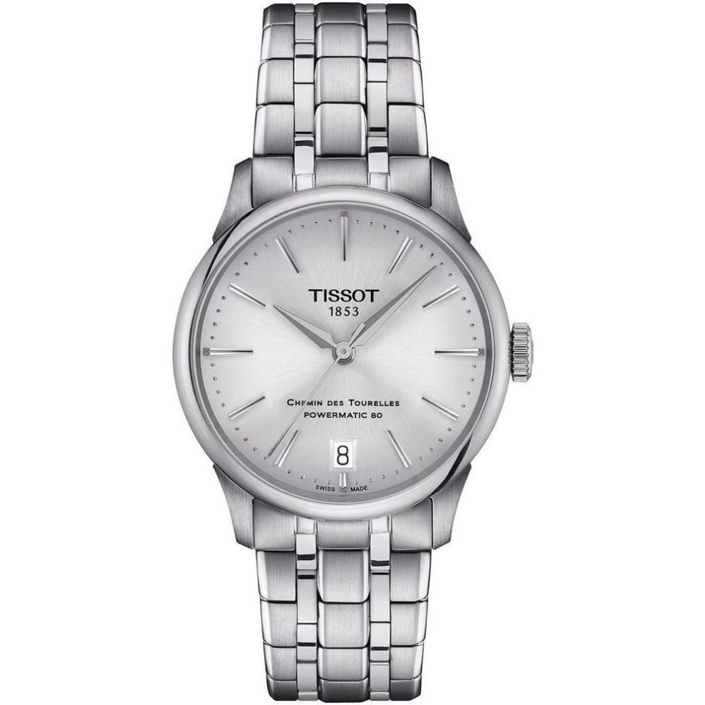 Tissot Chemin Des Tourelles Powermatic 80 Women's Watch T1392071103100 - 34mm Stainless Steel, Silver Dial