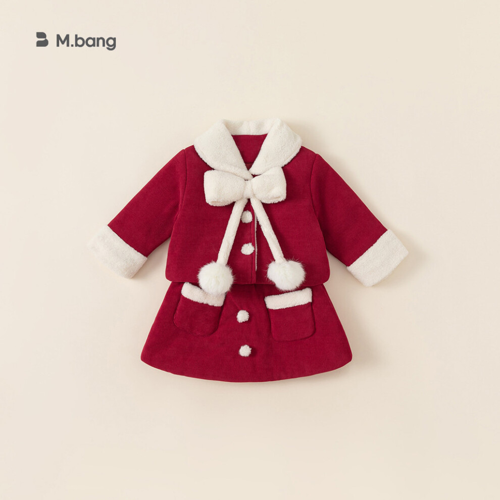 (130cm)Ensemble jupe courte épaisse rouge motif nœud peluche doux pour hiver Noël et