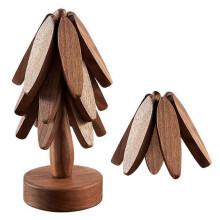 (4 pièces de dessous de verre - couleur noyer) Dessous de plat en bois lavable et résistant aux déchirures,