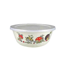 (18 cm Champignon) Bol en émail transparent avec couvercle Style chinois nostalgique Saladiers Dîner