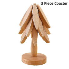 (3 pièces de dessous de verre - couleur bois) Dessous de plat en bois lavable et résistant aux déchirures,