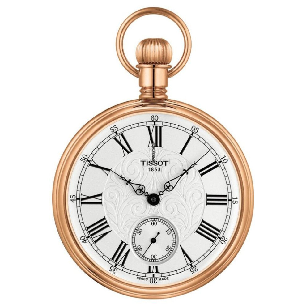 Tissot Lepine Mechanical Pocket Watch T8614059903301, Rose Gold-tone Brass Case, Silver Dial