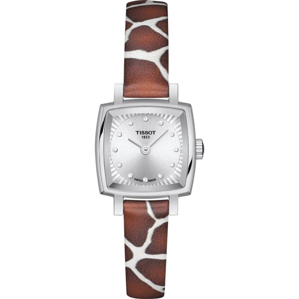 Tissot Lovely Square T058.109.17.036.00 Women's Quartz Watch, Silver Dial, Giraffe Pattern Strap