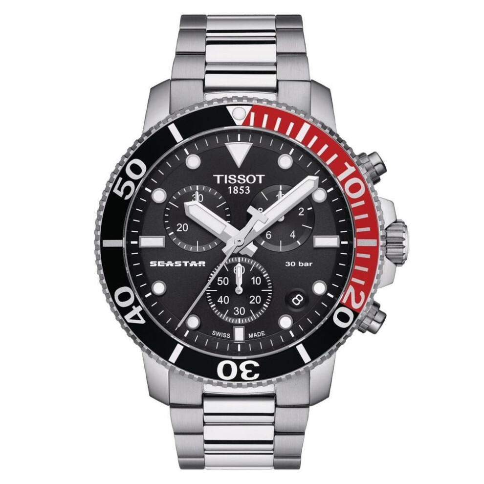 Tissot Seastar 1000 Chronograph Men's Watch - Black Dial, Stainless Steel Bracelet