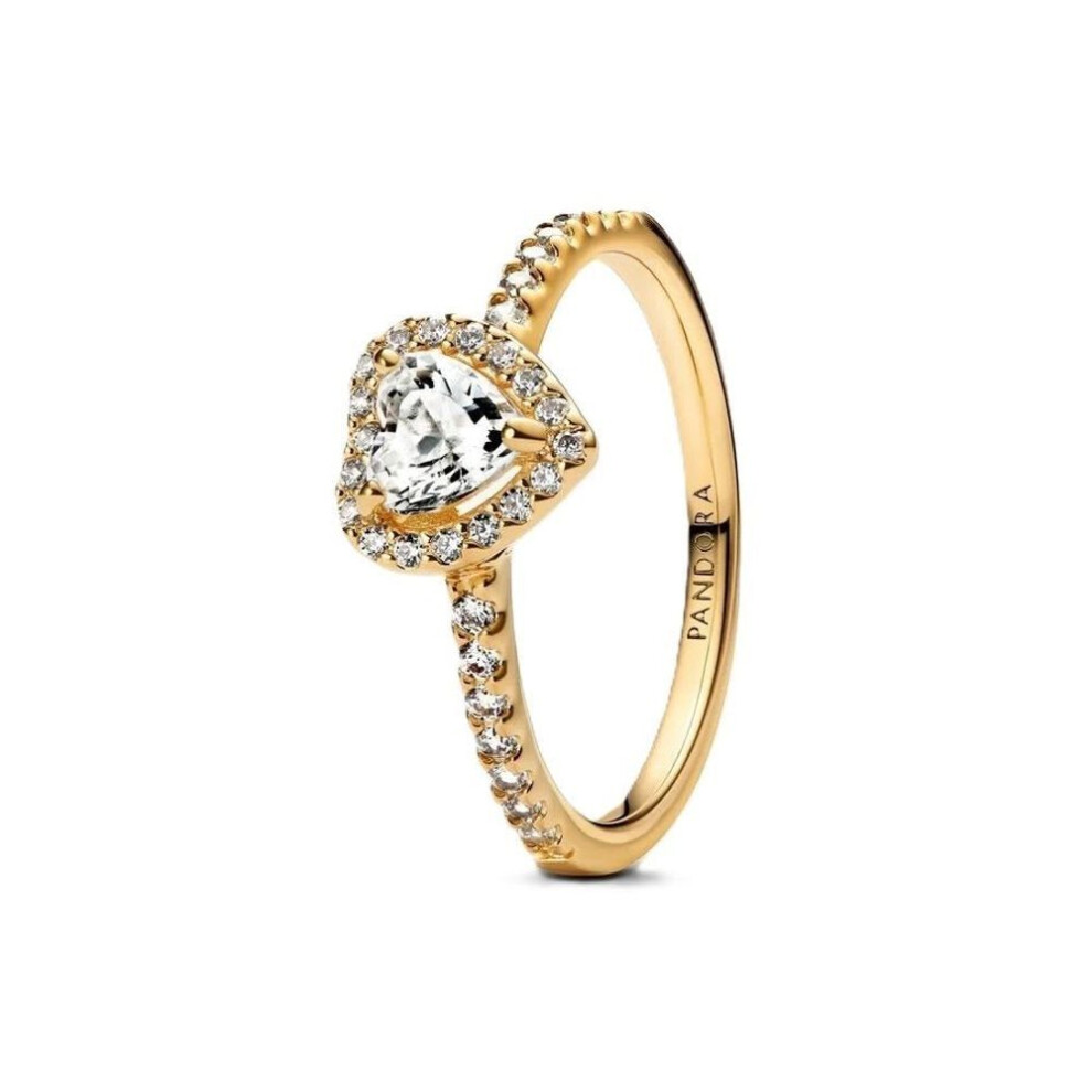 Title: Pandora 168421c01-54 Elevated Heart Ring - 14k Gold-plated, Size 54