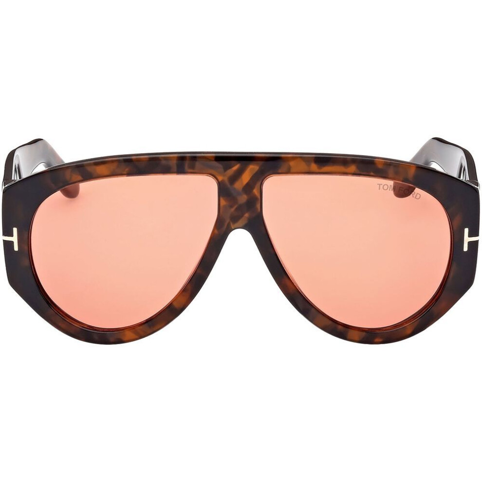 Tom Ford Bronson Ft1044/s Aviator Sunglasses â Burgundy Red Lenses, Glossy Black Frame
