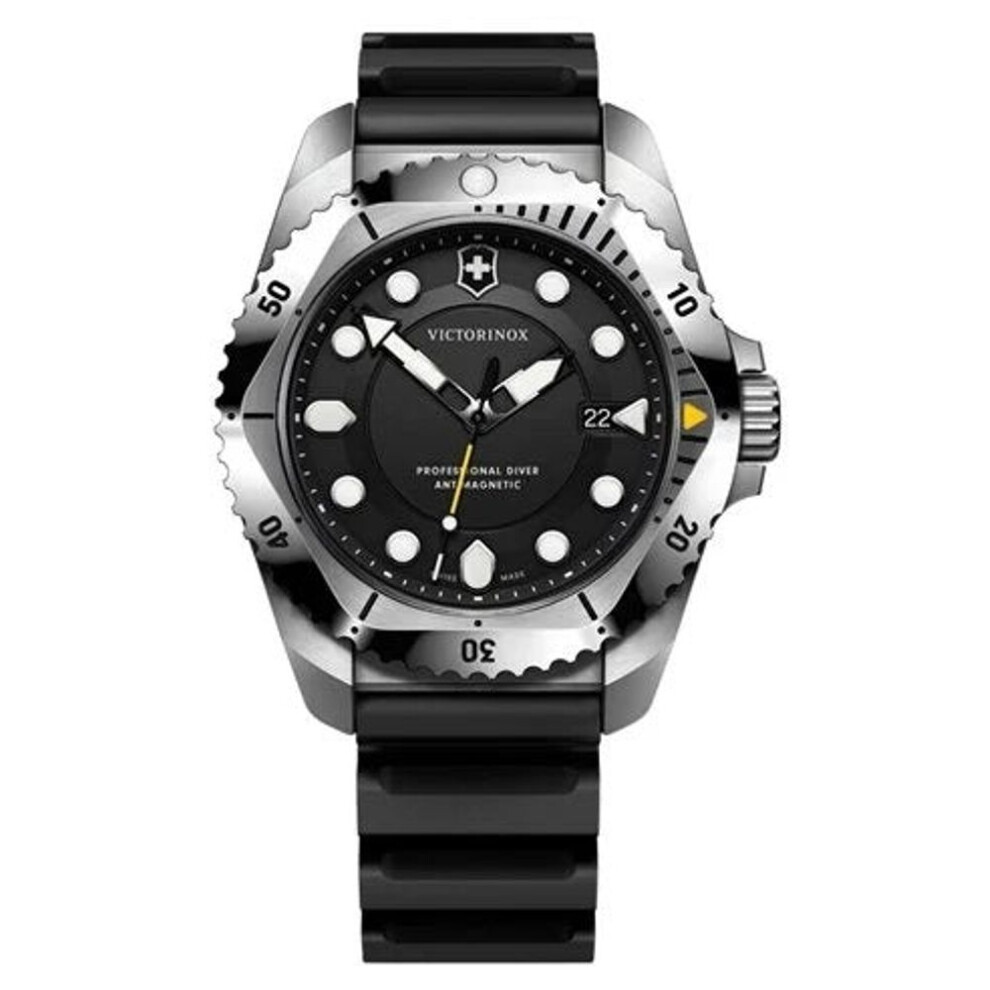 Victorinox Dive Pro Quartz Men's Watch - Stainless Steel Case, Black Dial, Black Rubber Strap