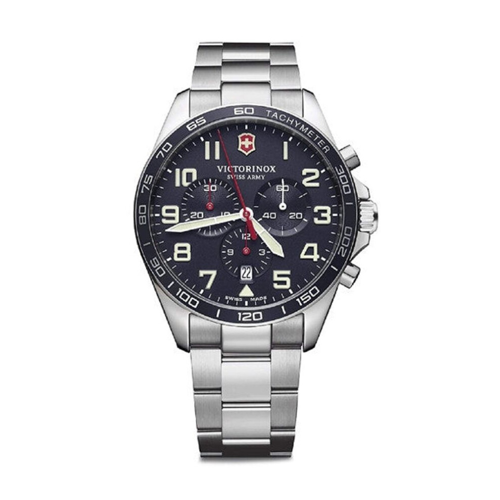 Victorinox Fieldforce Men's Chronograph Watch V241857 – Blue Dial, Stainless Steel Bracelet