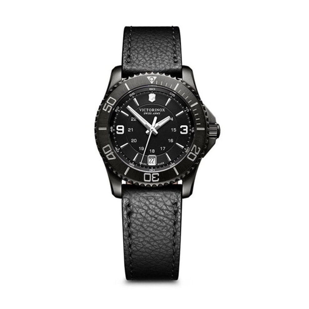 Victorinox Maverick Black Edition Women's Watch - Black Dial, Black Leather Strap (model V241788)