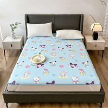 (Blue, 150x200cm) Pochacco Melody Kuromi Pattern Urine Isolation Pad Waterproof Bedsheet Bedding