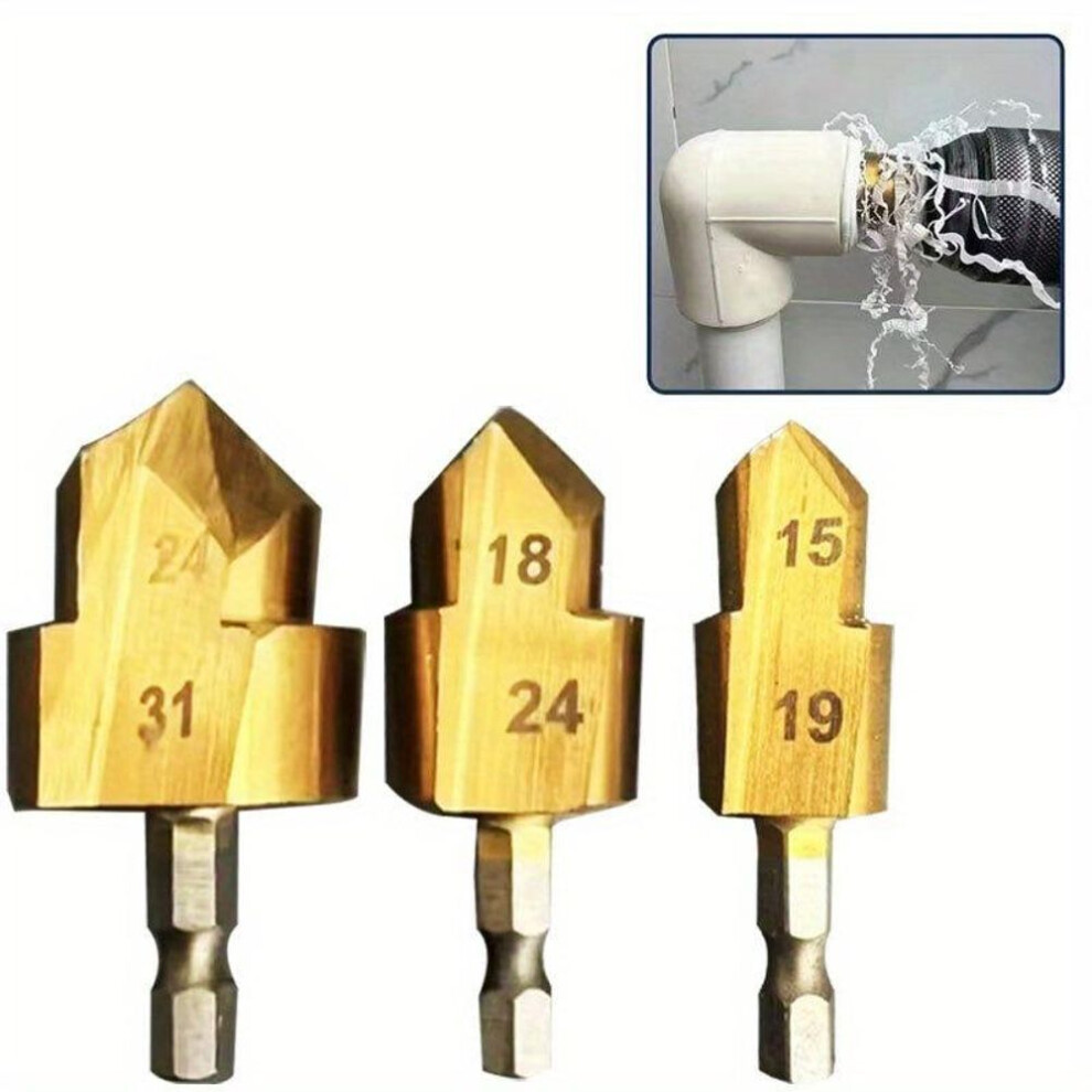3pcs Ppr Lifting, Stepped Drill Bit, Hexagon Shank Water Pipe Connection Tool 20/25/32mm, Full Open Process