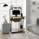 Homcom HOMCOM Rolling Computer Desk with Keyboard Tray Storage Shelves Rustic Brown 1