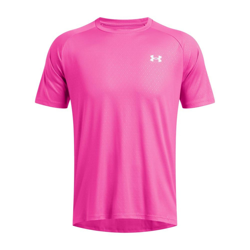 (S, Pink) Under Armour Mens Tech Embossed T-Shirt