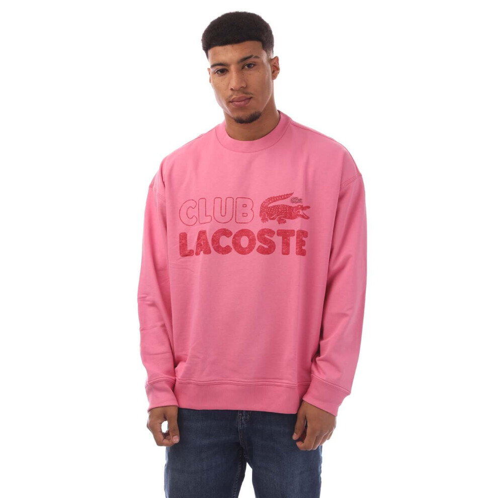 Lacoste Mens Printed Vintage Round Neck Loose Fit Sweatshirt