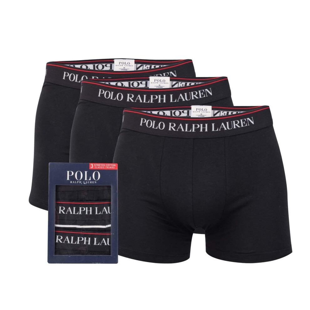 (L, Black) Ralph Lauren Mens Boxer Shorts (Pack of 3)