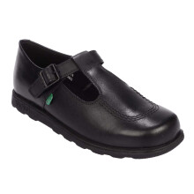 (3 UK, Black) Kickers Womens/Ladies Fragma Leather T Buckle Work Shoes