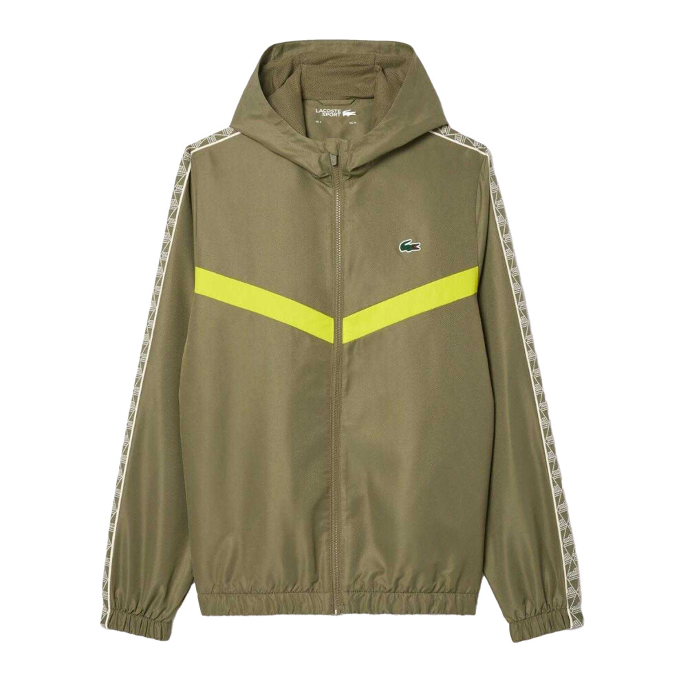 (XS, Khaki Green) Lacoste Mens Monogram Tennis Track Jacket