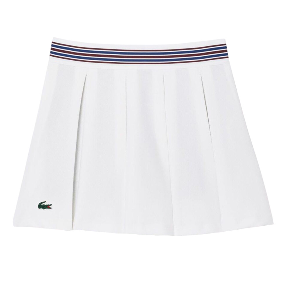 (10 UK, White/Blue) Lacoste Womens/Ladies Piqué Tennis Skirt