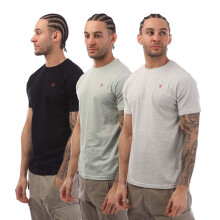 (L, Grey/Light Grey/Black) Farah Mens Laven T-Shirt (Pack of 3)