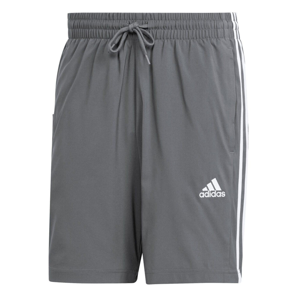 (M, Grey) Adidas Mens Essentials Chelsea Aeroready 3 Stripes Shorts