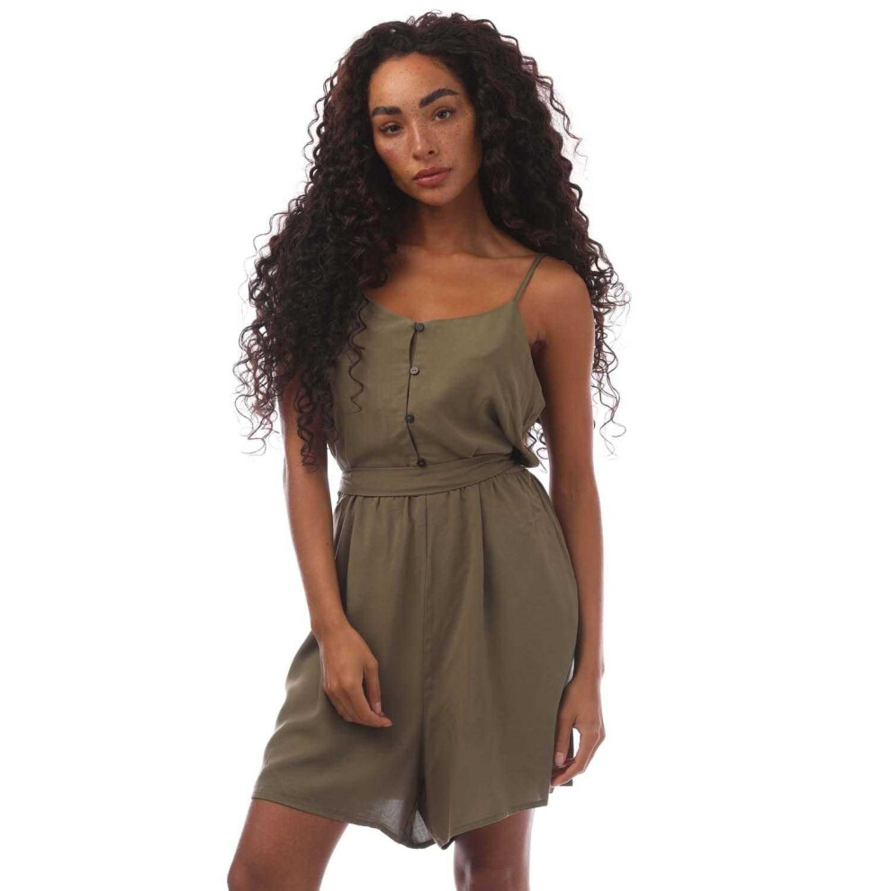 (10 UK, Green) Only Womens/Ladies Nova Carly Plain Playsuit-image-OPC-PHSP282-NEW