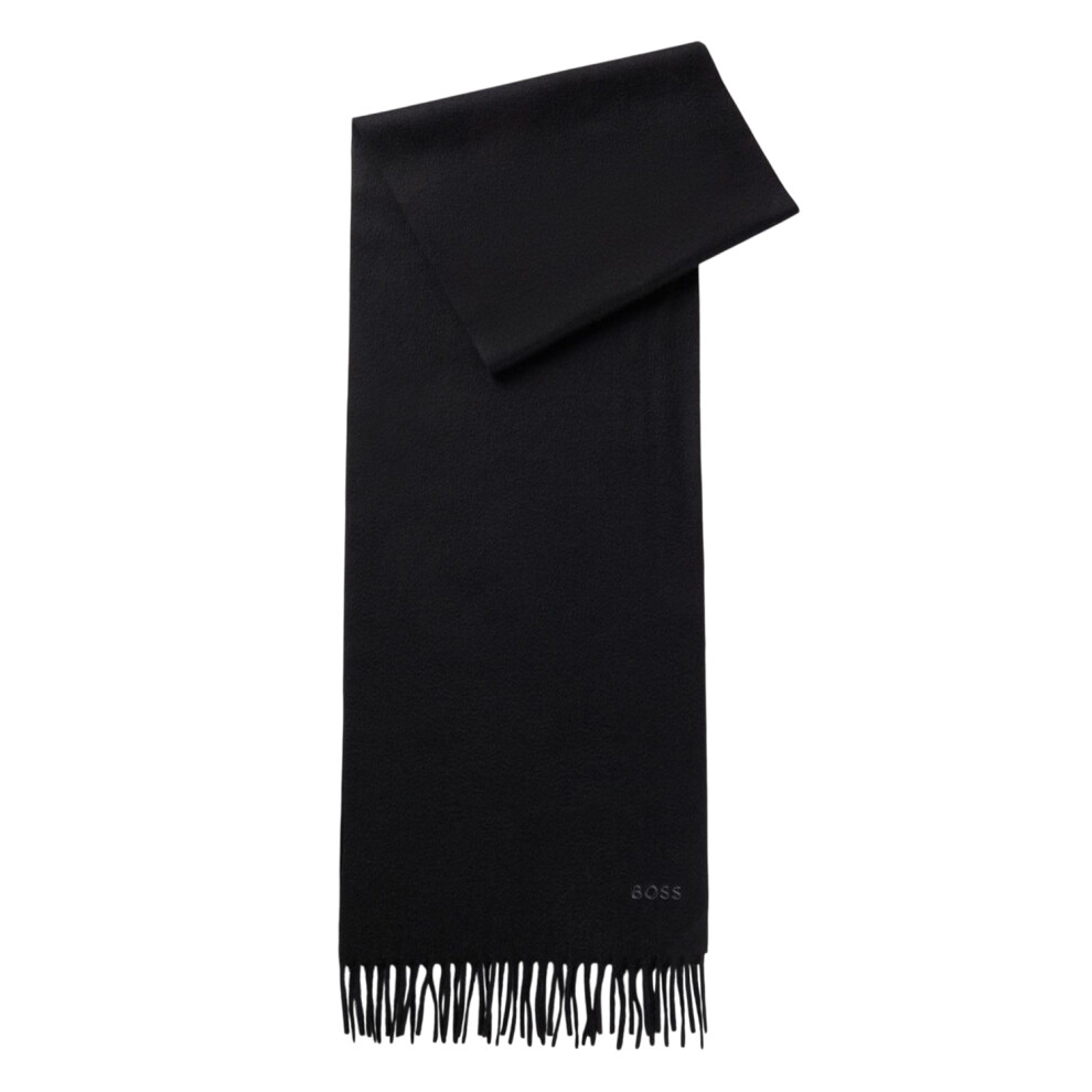 (One Size, Black) Boss Mens Embroidered Logo Scarf