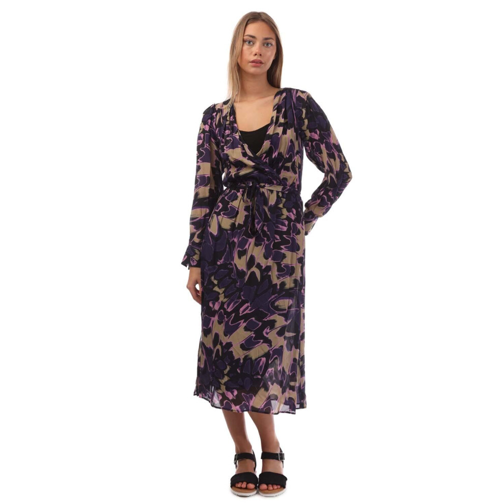 (4 UK, Beige/Black/Purple) Boss Womens/Ladies Demaia Butterfly Dress-image-OPC-PHSP7JP-NEW