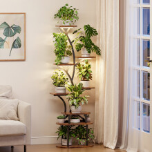 Plant Stand Indoor with Grow Lights, 8 Tiered 62" Tall Metal Plant Shelf Display Rack with 3-Head Grow Light Strips