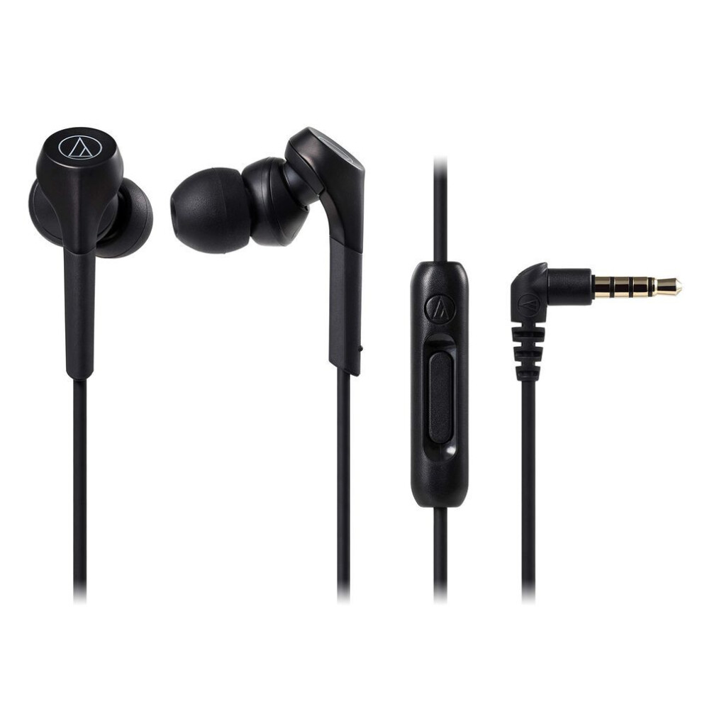 Audio Technica Ath-Cks550xis Bk Earphones, Wired For Smartphones, Canal Type, Heavy Bass, Compatible With High Resolution Sound Sources, Black 4961310144081