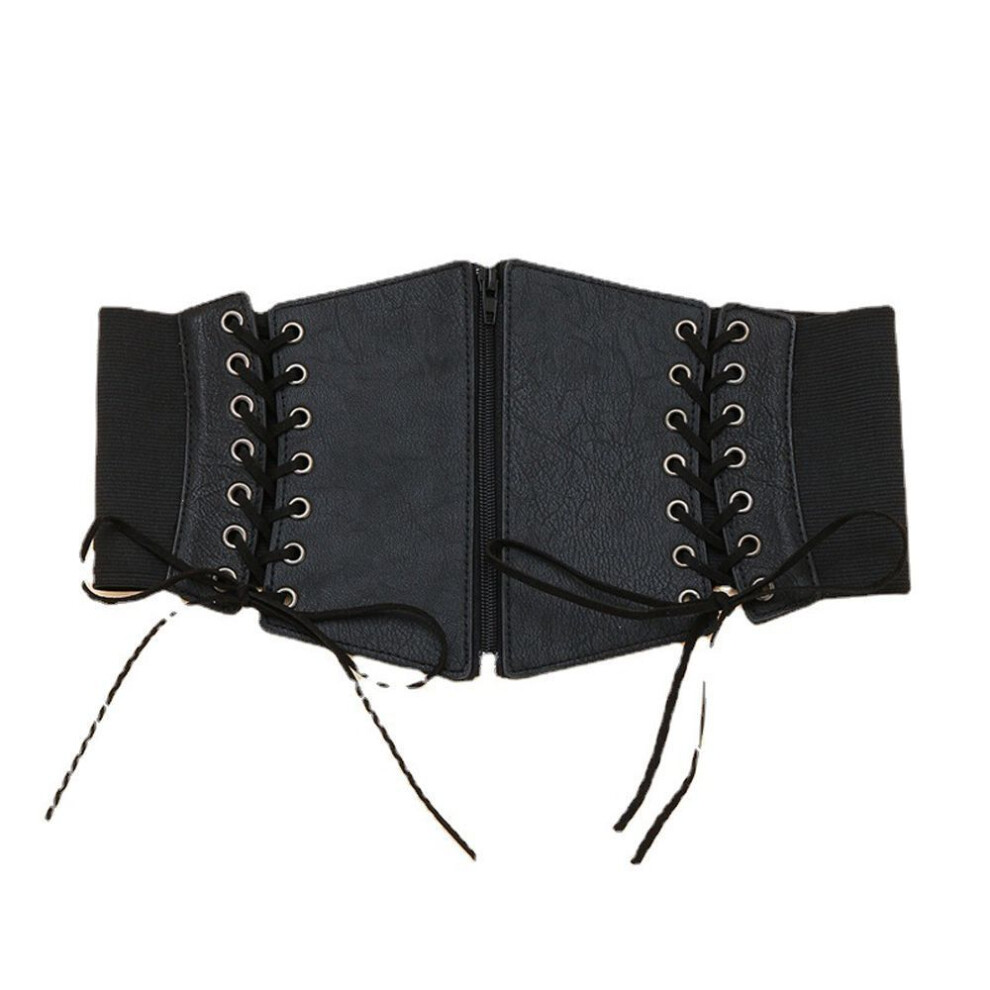Elastic Streetwear Zipper Pu Leather Vintage Bandage Lady Cummerbunds Women Belt Women's Corset