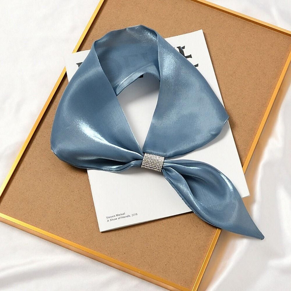 (blue) Color For Women For Girl Diamond Satin False Collar Silk Scarf Cross Scarves Cross Neckerchief