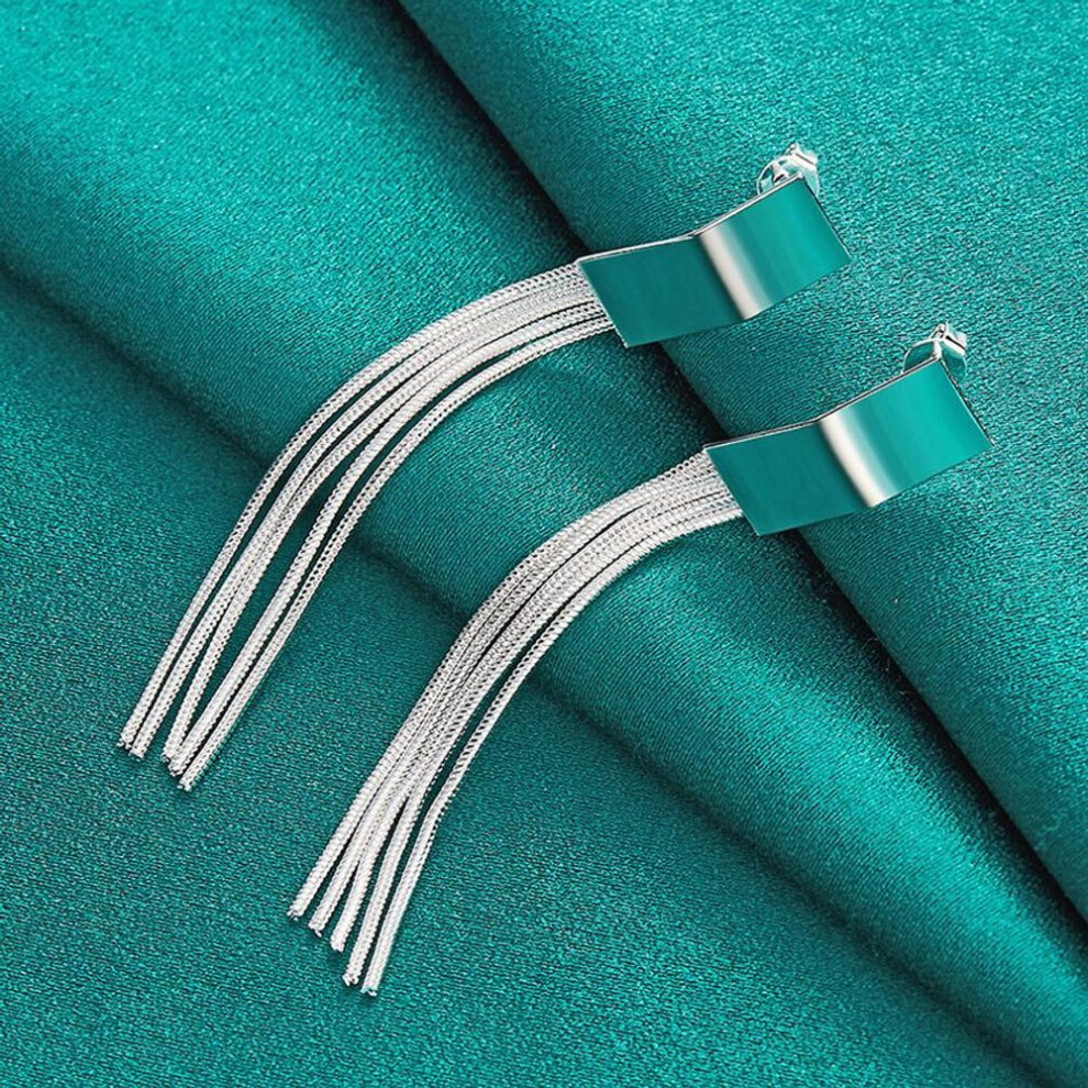925 Sterling Silver Earrings Temperament Women Creativity Tassel Ear Studs Christmas Street All-match Jewelry